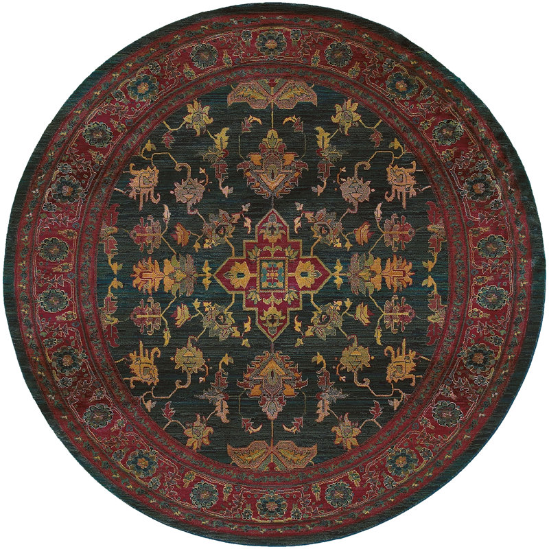 Bloomsbury Market Rosabel Oriental Area Rug in Blue/Burgandy Red